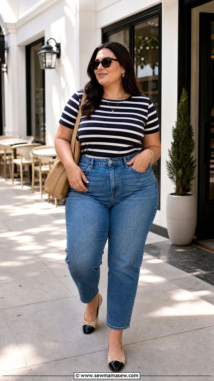 Plus Size Striped Top Brunch Outfit - 20 plus size brunch top outfit ideas