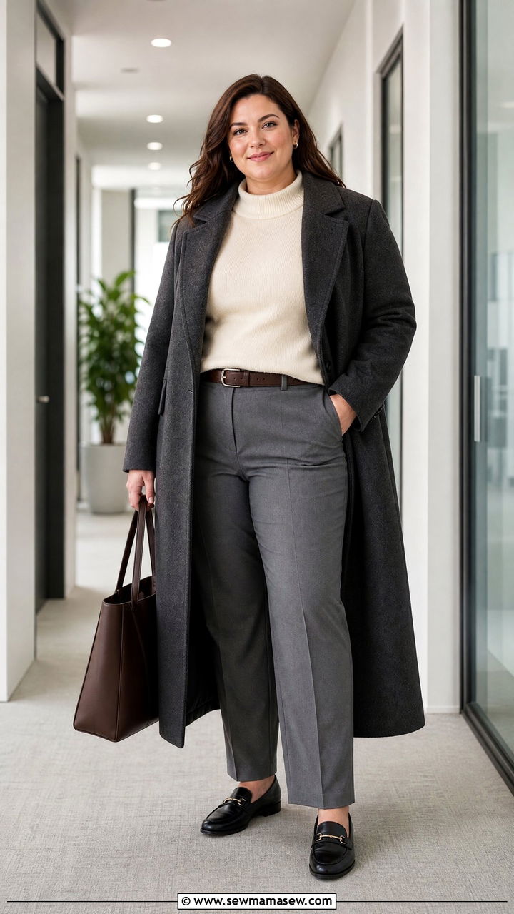 Plus Size Sweater And Dress Pants Work Outfit - 20 plus size winter outfit ideas for work