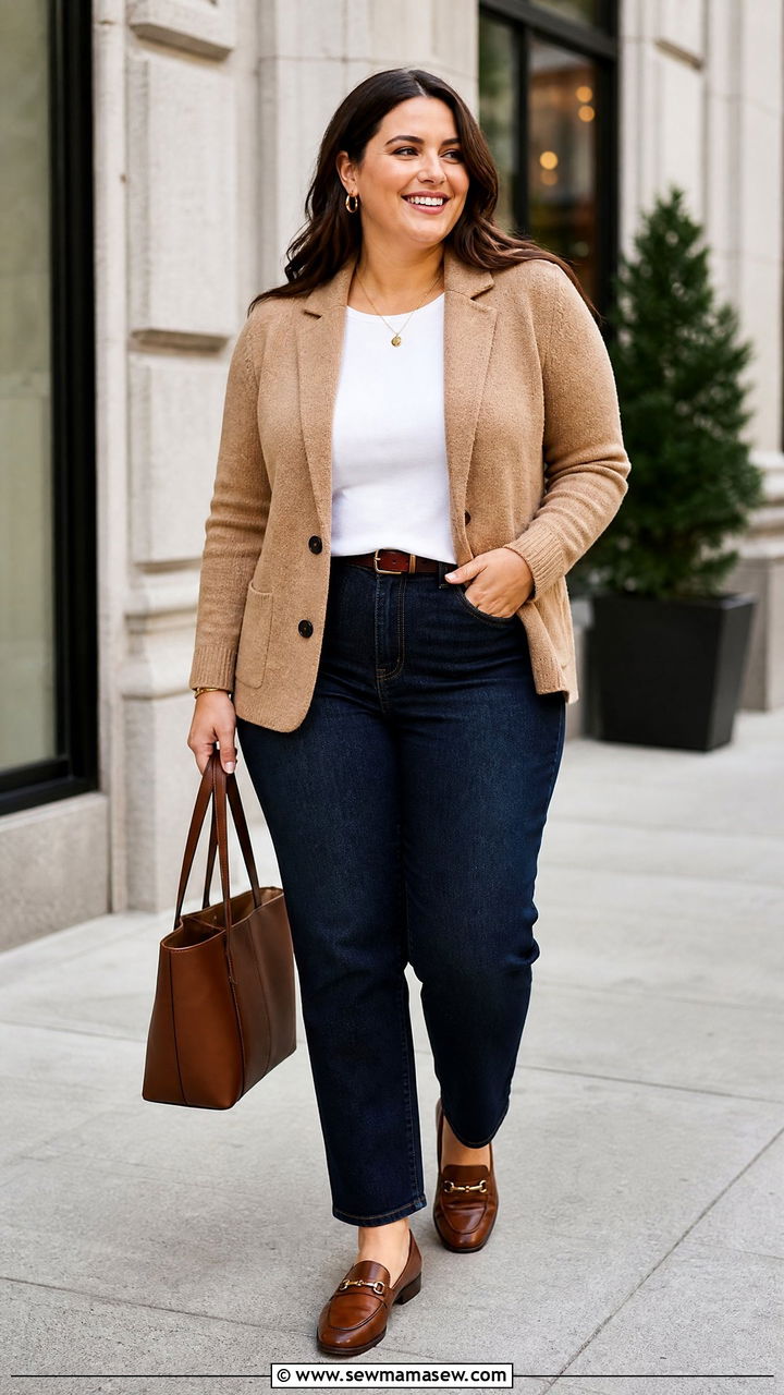 Plus Size Sweater Blazer With Jeans - 20 plus size fall sweater outfit ideas