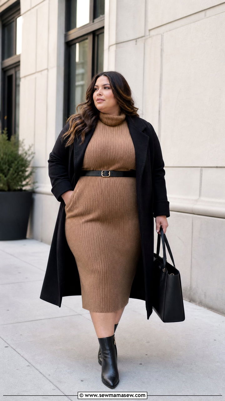 Plus Size Sweater Dress And Ankle Boots Outfit - 20 effortless plus size outfit ideas