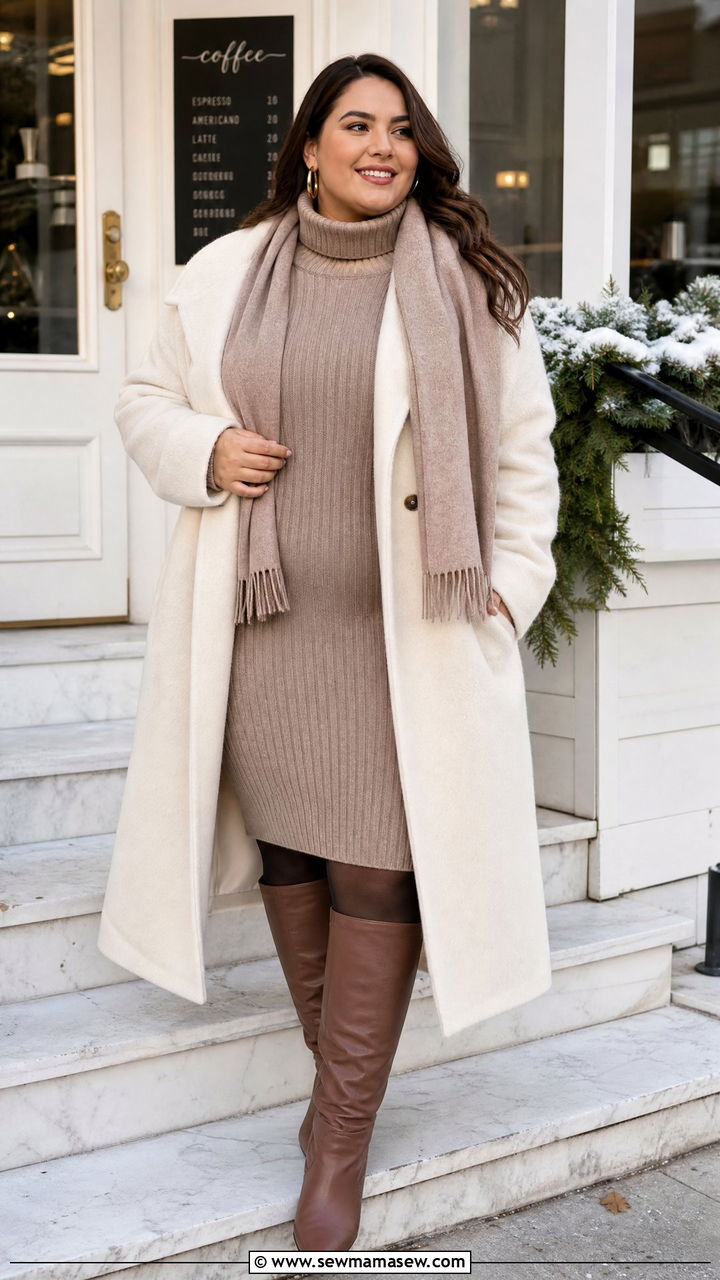 Plus Size Sweater Dress Outfit - 20 plus size cold weather outfit ideas