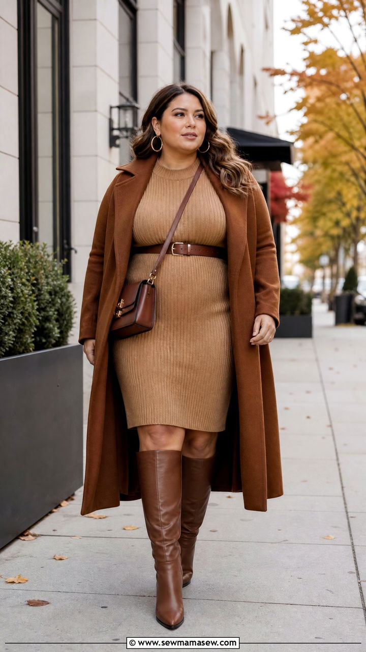 Plus Size Sweater Dress With Knee High Boots - 20 plus size fall outfit ideas with boots