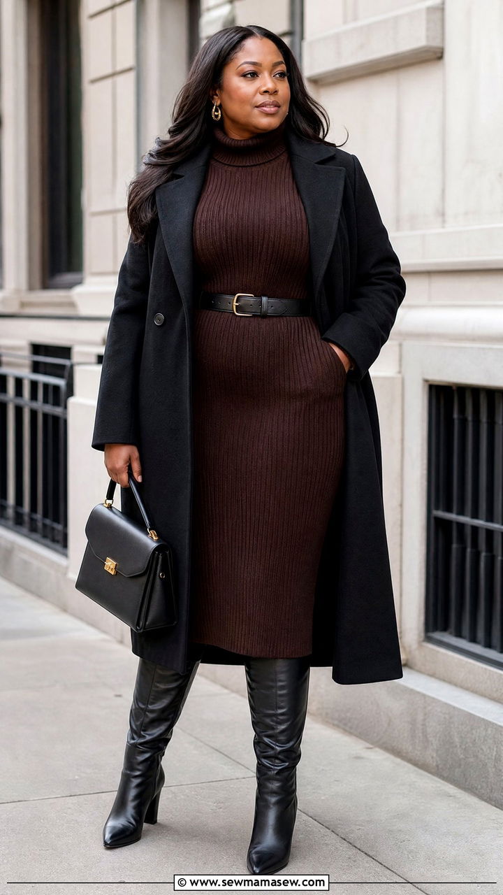 Plus Size Sweater Dress With Knee High Boots - 20 plus size sweater weather outfit ideas