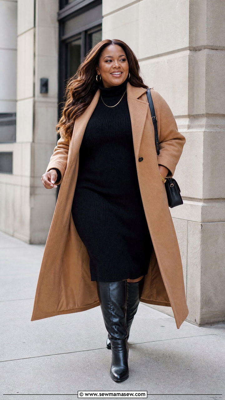 Plus Size Sweater Dress With Long Coat - 20 plus size sweater dress outfit ideas