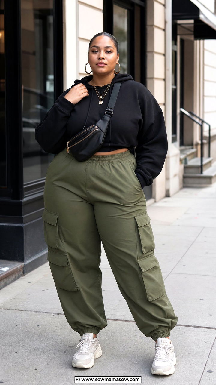 Plus Size Sweatshirt With Cargo Pants - 20 plus size sweatshirt outfit ideas