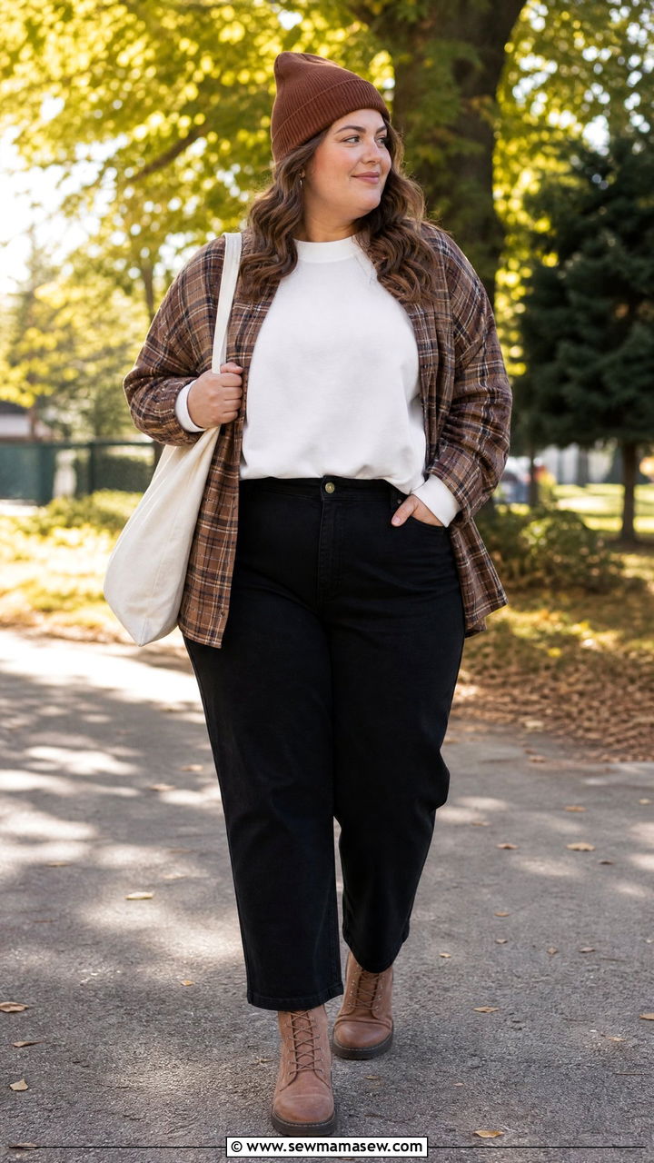 Plus Size Sweatshirt With Flannel Shirt - 20 plus size sweatshirt outfit ideas