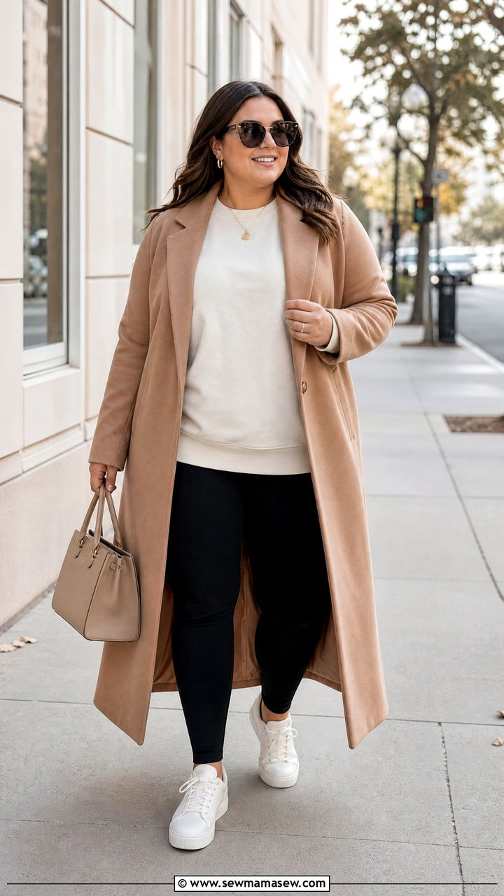 Plus Size Sweatshirt With Long Coat - 20 plus size sweatshirt outfit ideas