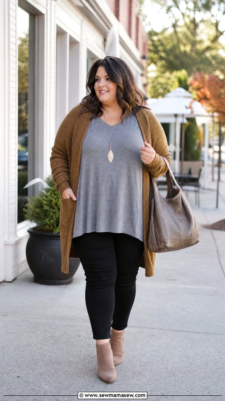 Plus Size Swing Top With Cardigan - 20 plus size swing top outfit ideas