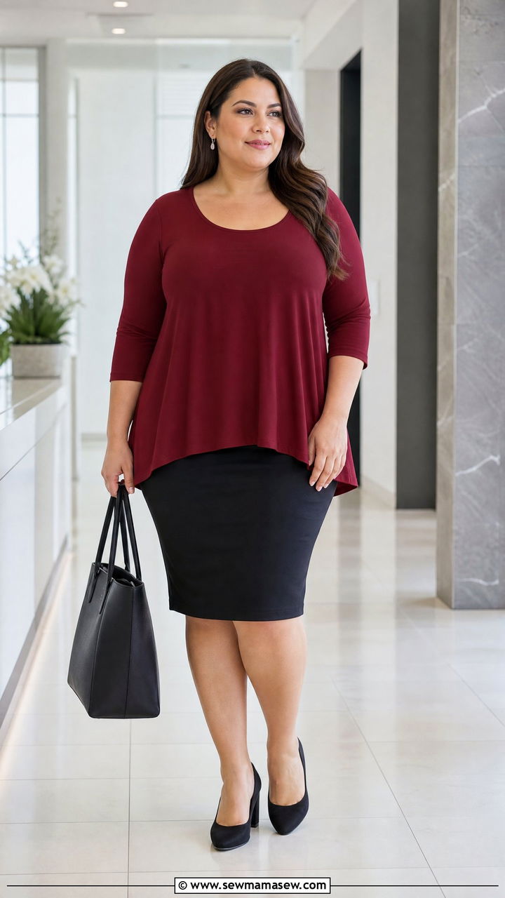 Plus Size Swing Top With Pencil Skirt - 20 plus size swing top outfit ideas