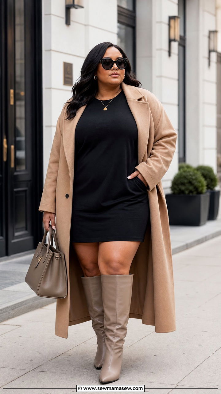 Plus Size T Shirt Dress With Knee High Boots - 20 plus size t-shirt dress outfit ideas