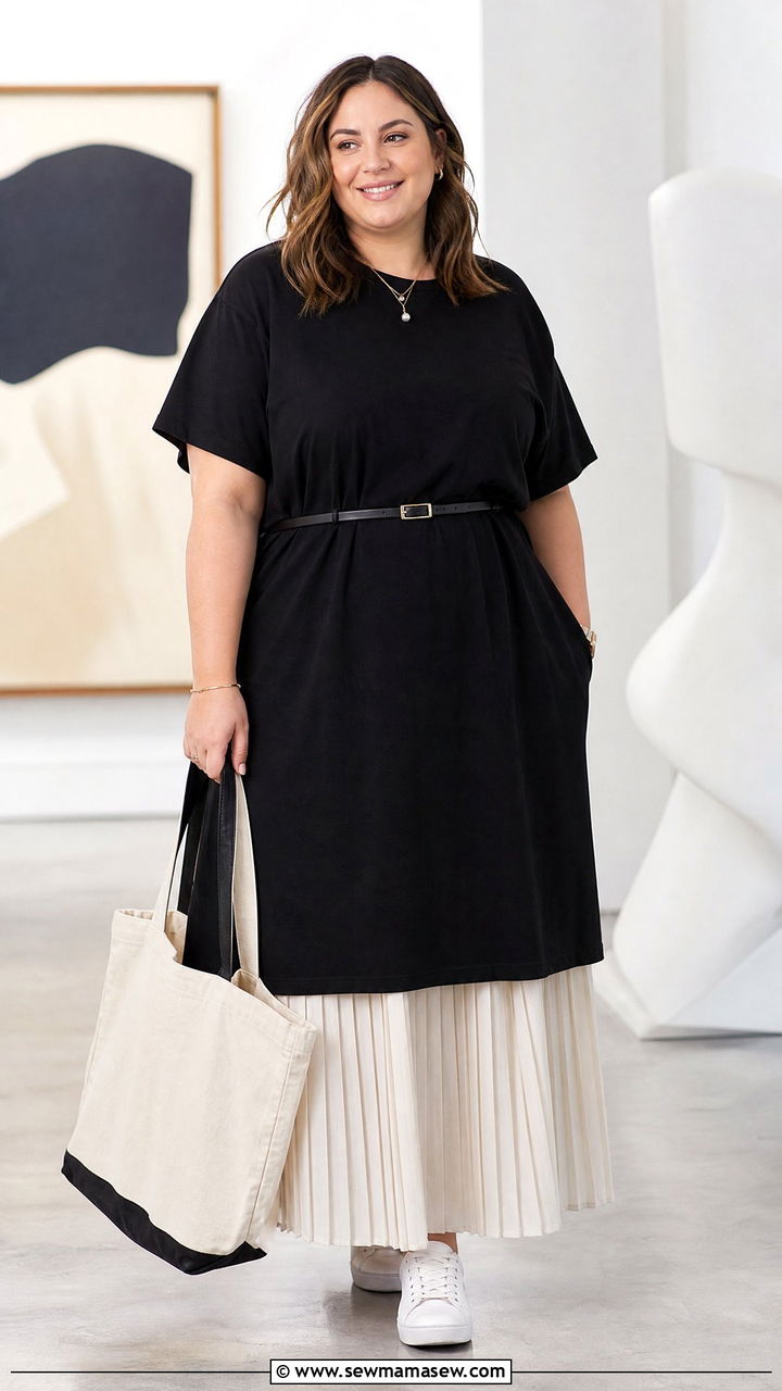 Plus Size T Shirt Dress With Maxi Skirt Layer - 20 plus size t-shirt dress outfit ideas