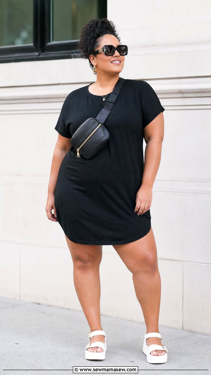 Plus Size T Shirt Dress With Platform Sandals - 20 plus size summer outfit ideas with sandals