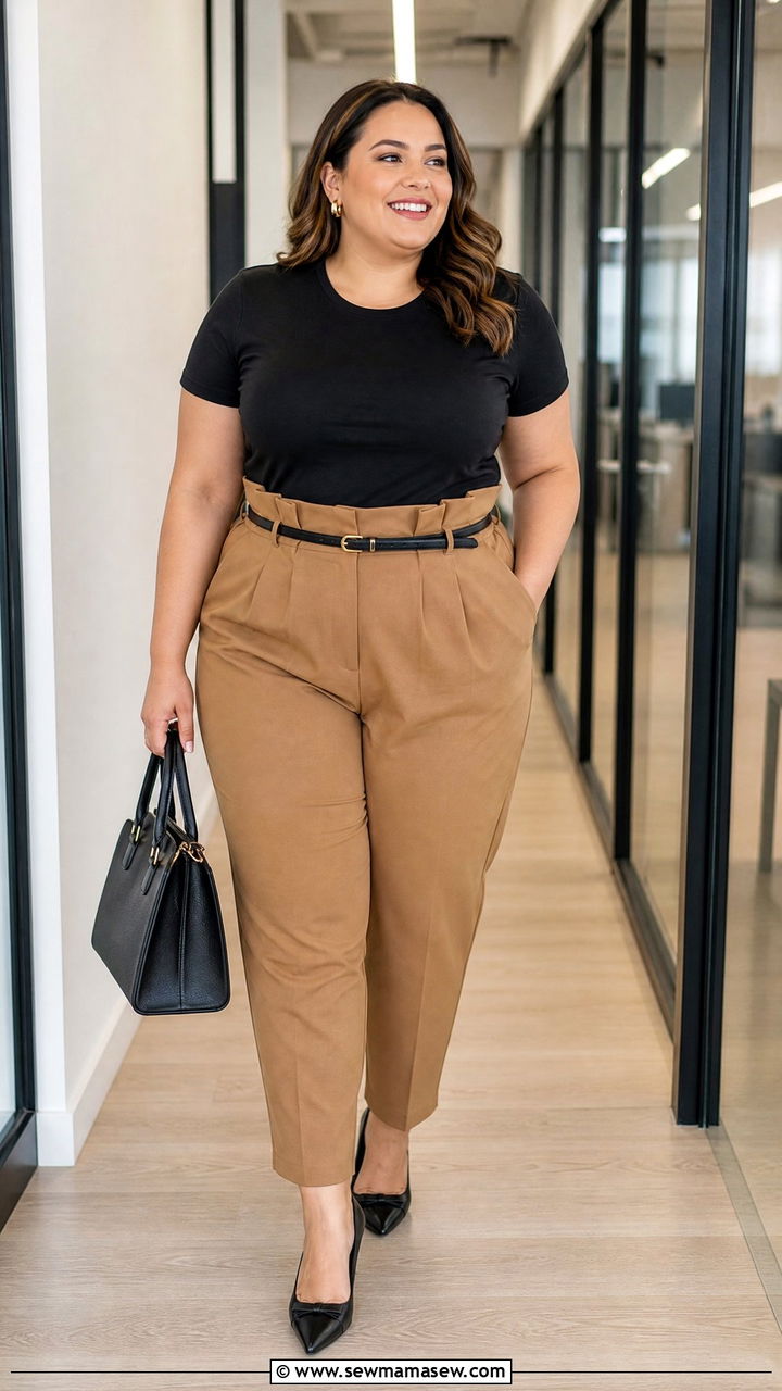 Plus Size T Shirt With Paperbag Waist Pants - 20 plus size t shirt outfit ideas
