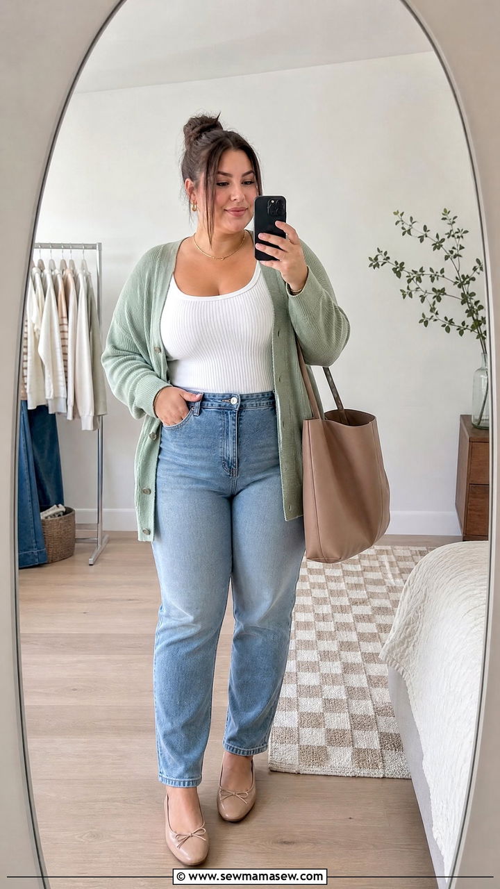 Plus Size Tank Top And Cardigan Outfit - 20 plus size spring top outfit ideas