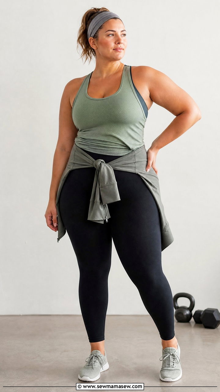 Plus Size Tank Top And Leggings Gym Outfit - 20 plus size gym outfit ideas