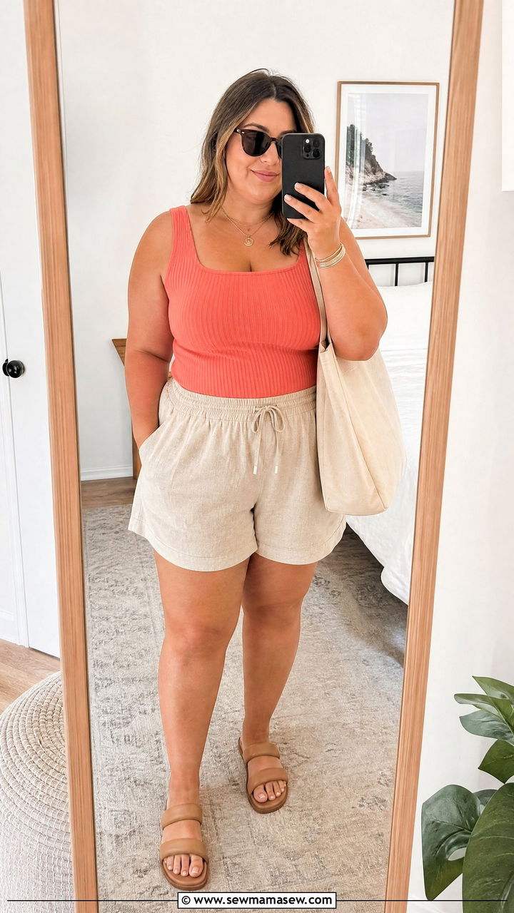 Plus Size Tank Top And Shorts Outfit - 20 plus size casual summer outfit ideas