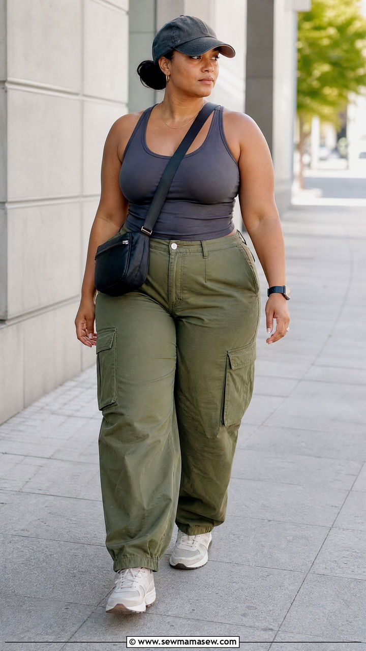 Plus Size Tank Top With Cargo Pants - 20 plus size tank top outfit ideas