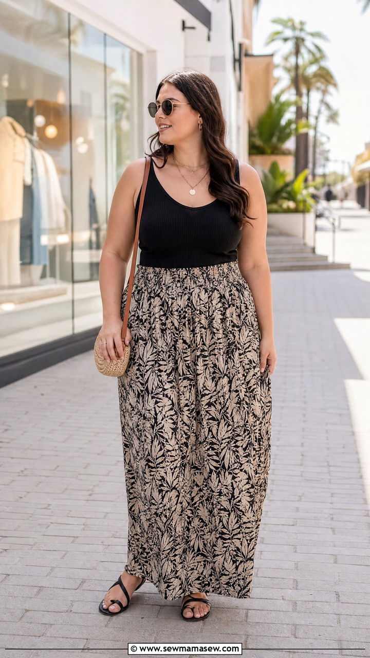 Plus Size Tank Top With Maxi Skirt Outfit - 20 plus size cute summer tops outfit ideas
