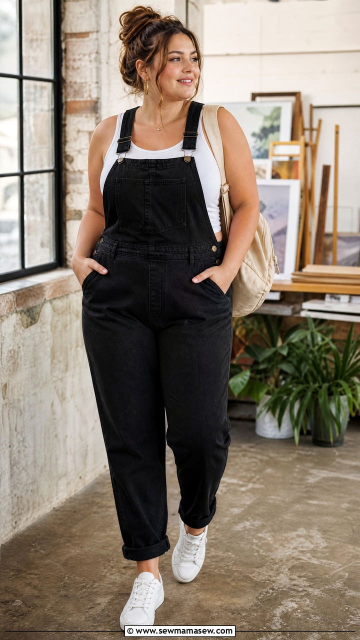 Plus Size Tank Top With Overalls - 20 plus size casual tank top outfit ideas