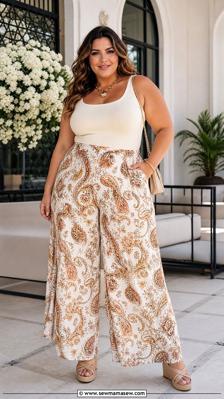 Plus Size Tank Top With Palazzo Pants - 20 plus size summer tank top outfit ideas