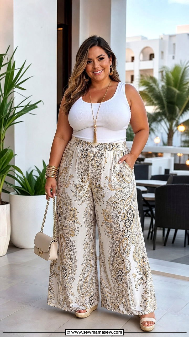 Plus Size Tank Top With Palazzo Pants - 20 plus size tank top outfit ideas