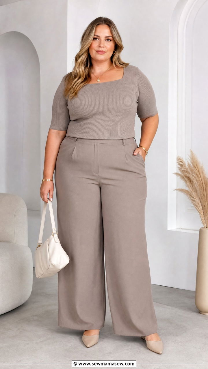 Plus Size Taupe Monochrome Outfit - 20 plus size earth tone outfit ideas