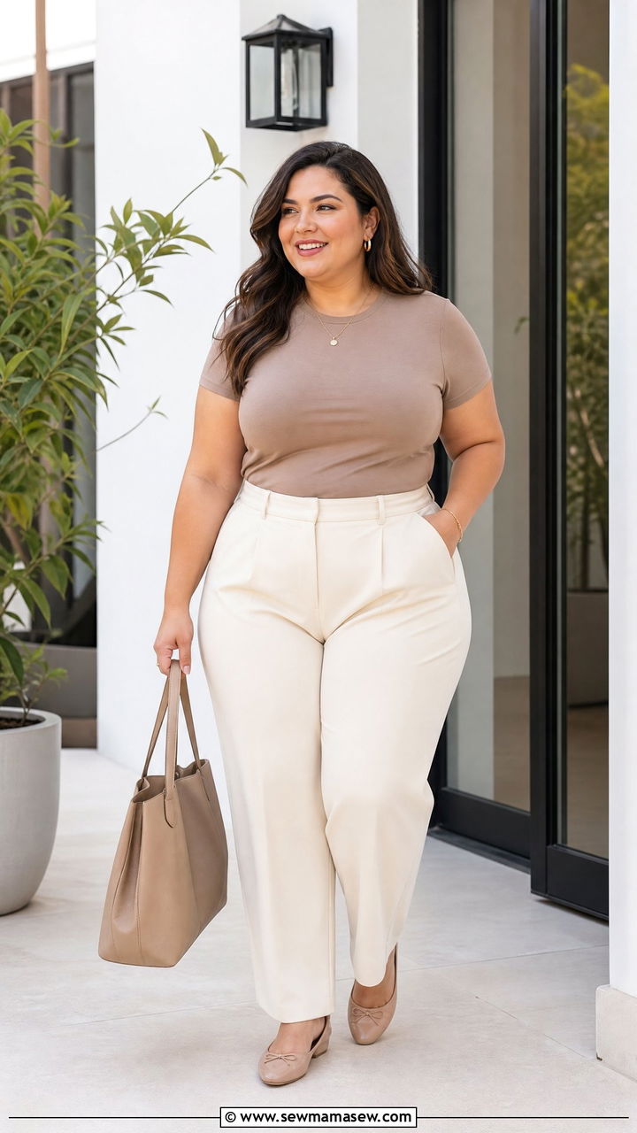 Plus Size Taupe Top Outfit - 20 plus size clean girl top outfit ideas