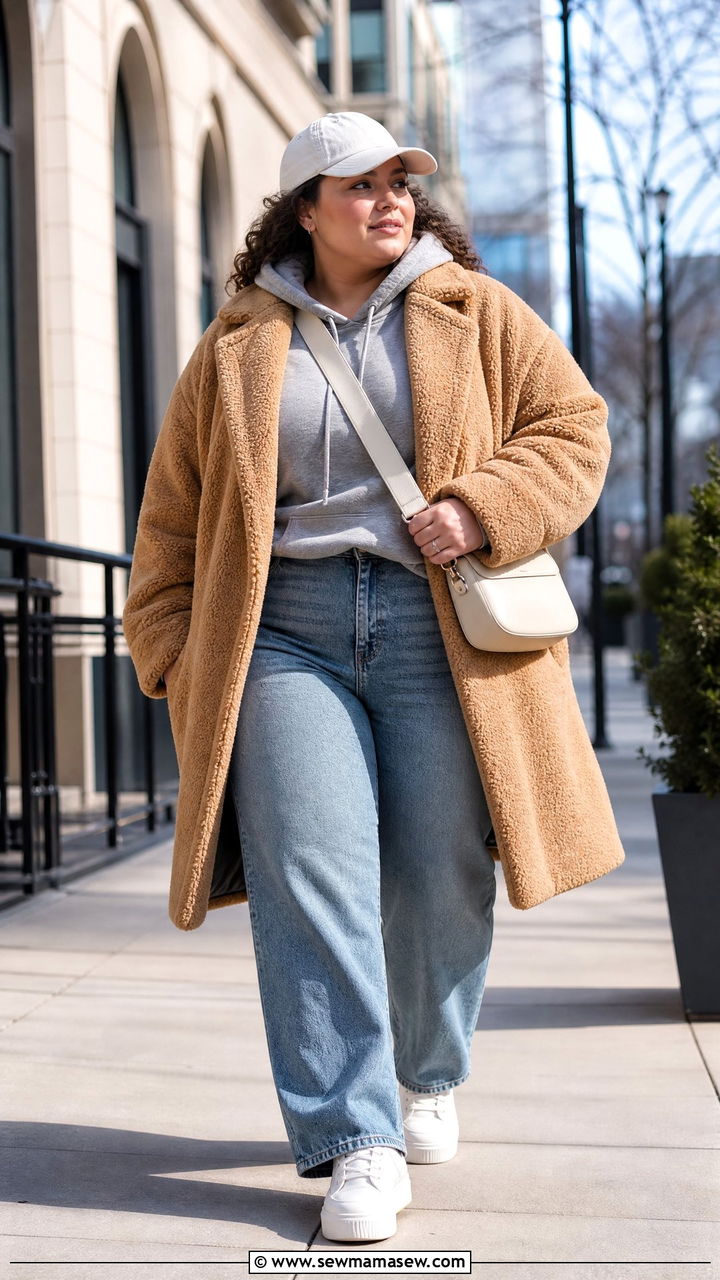 Plus Size Teddy Coat With Hoodie - 20 plus size teddy coat outfit ideas