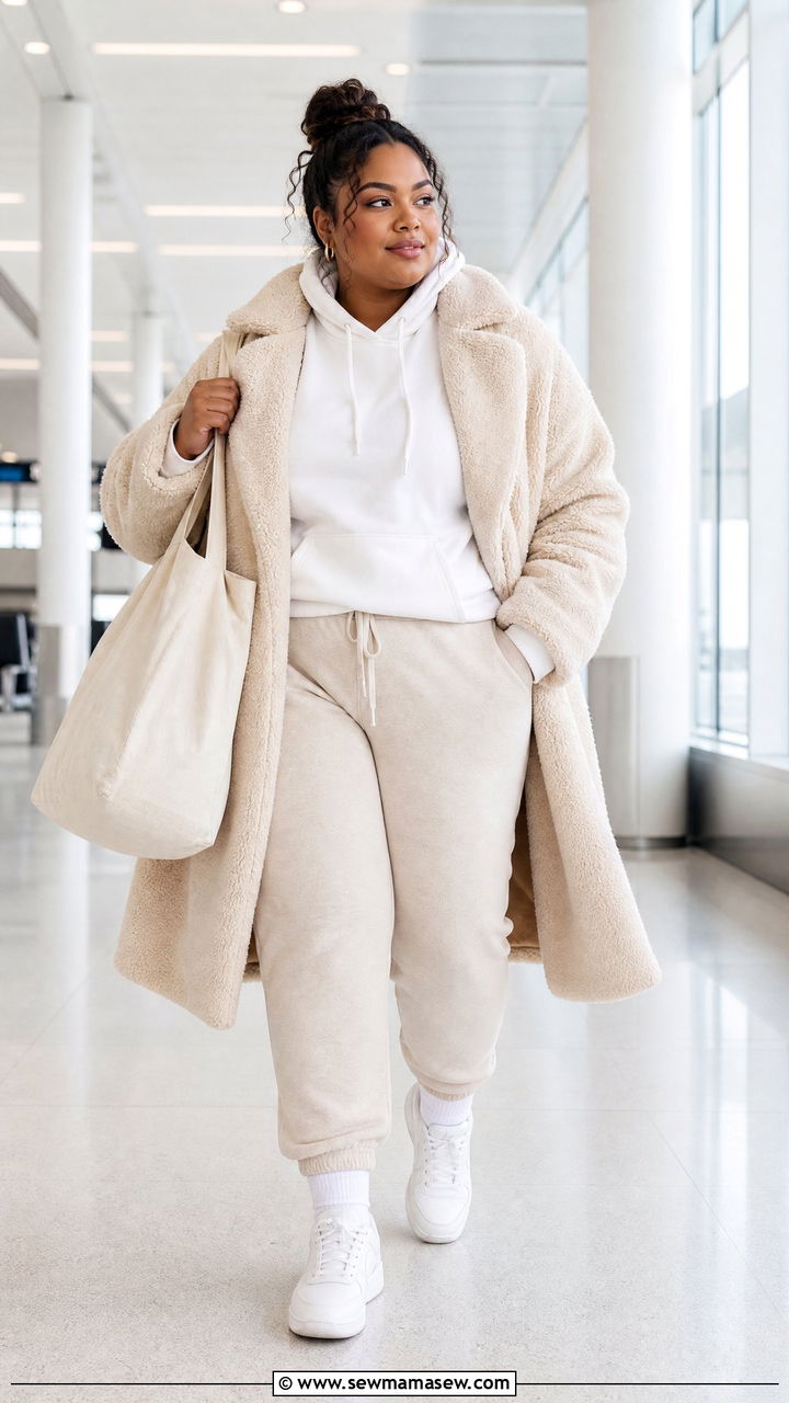 Plus Size Teddy Coat With Joggers - 20 plus size teddy coat outfit ideas