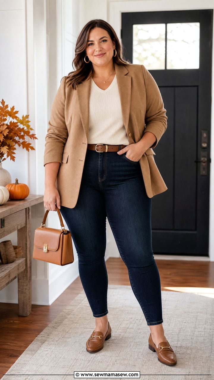 Plus Size Thanksgiving Blazer And Jeans Outfit - 20 plus size thanksgiving outfit ideas casual