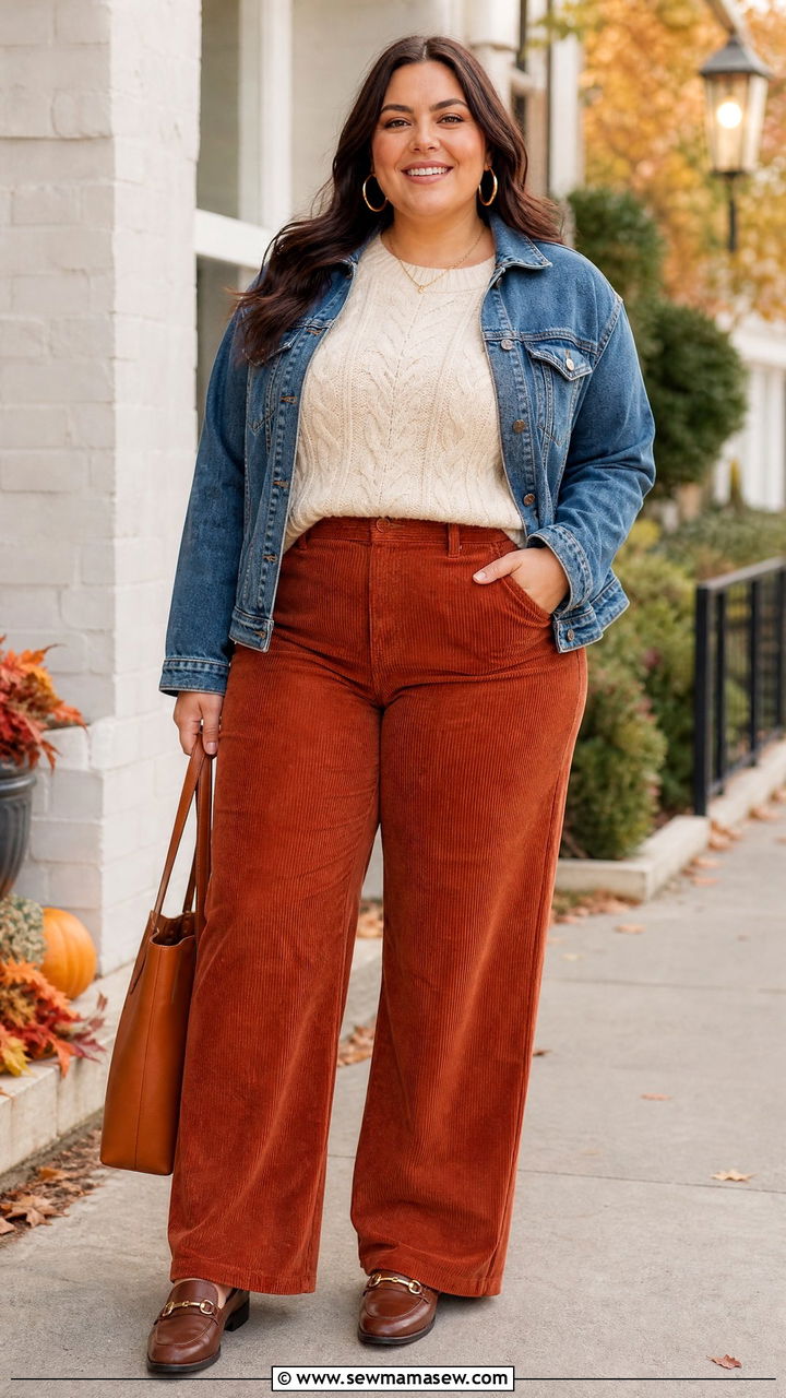 Plus Size Thanksgiving Corduroy Pants Outfit - 20 plus size thanksgiving outfit ideas