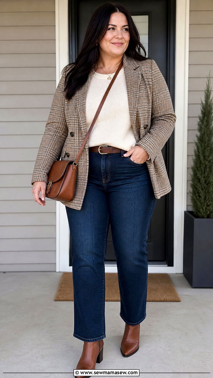 Plus Size Thanksgiving Jeans And Blazer Outfit - 20 plus size thanksgiving outfit ideas