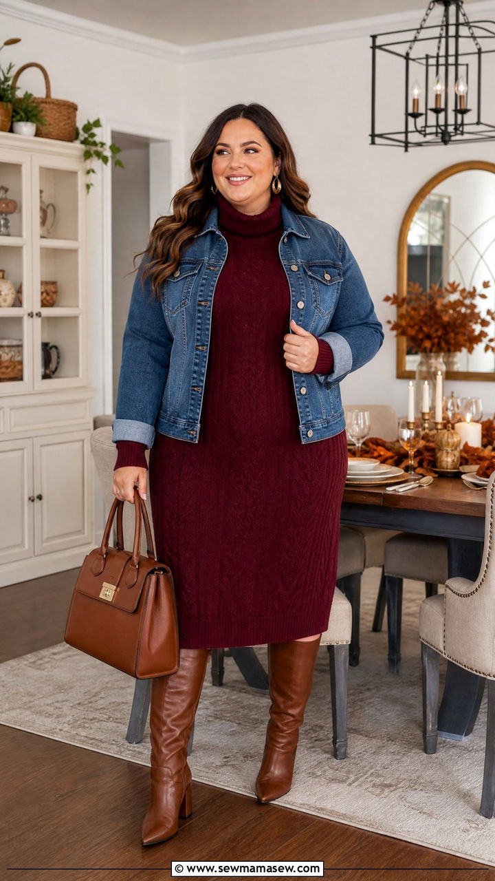 Plus Size Thanksgiving Knit Dress Outfit - 20 plus size thanksgiving outfit ideas casual