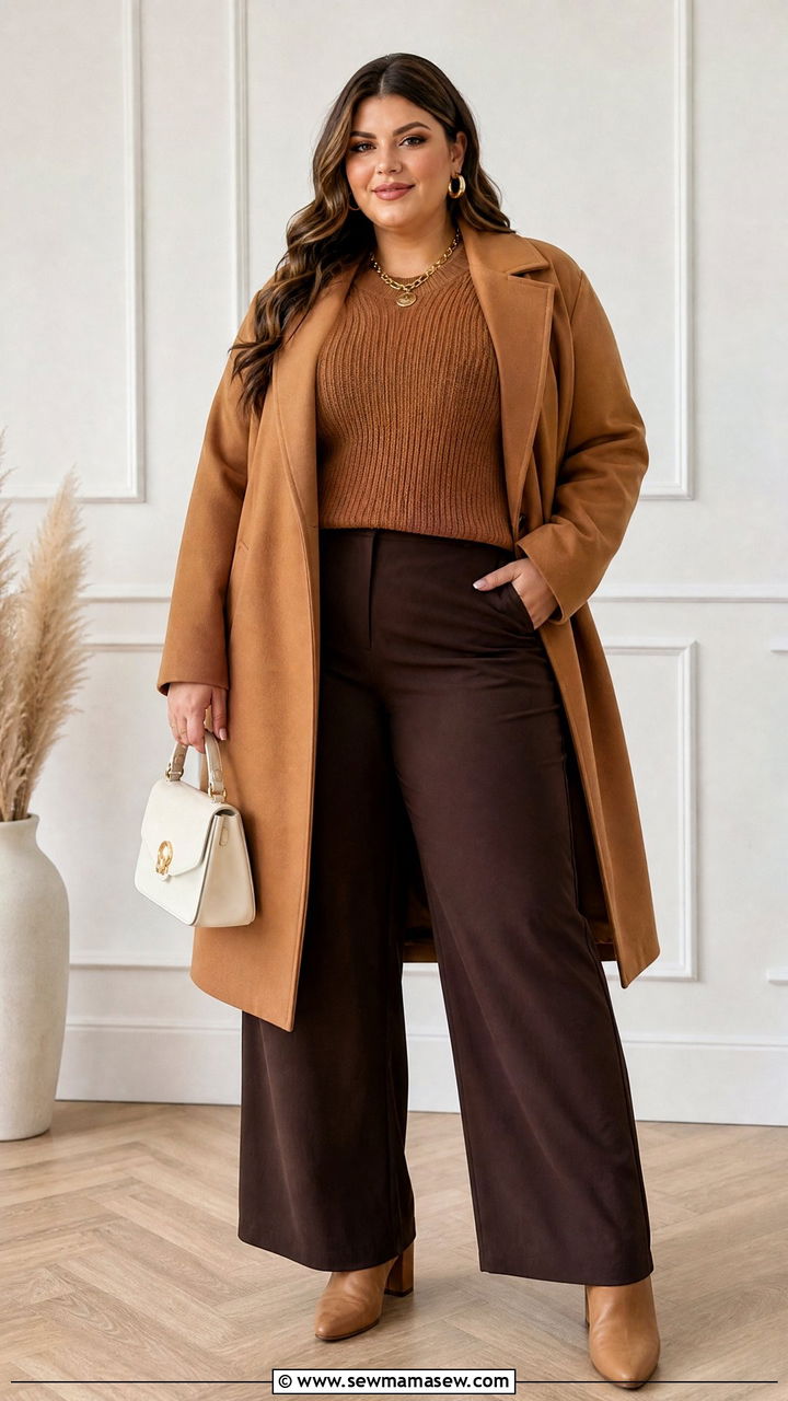 Plus Size Thanksgiving Monochrome Brown Outfit - 20 plus size thanksgiving outfit ideas