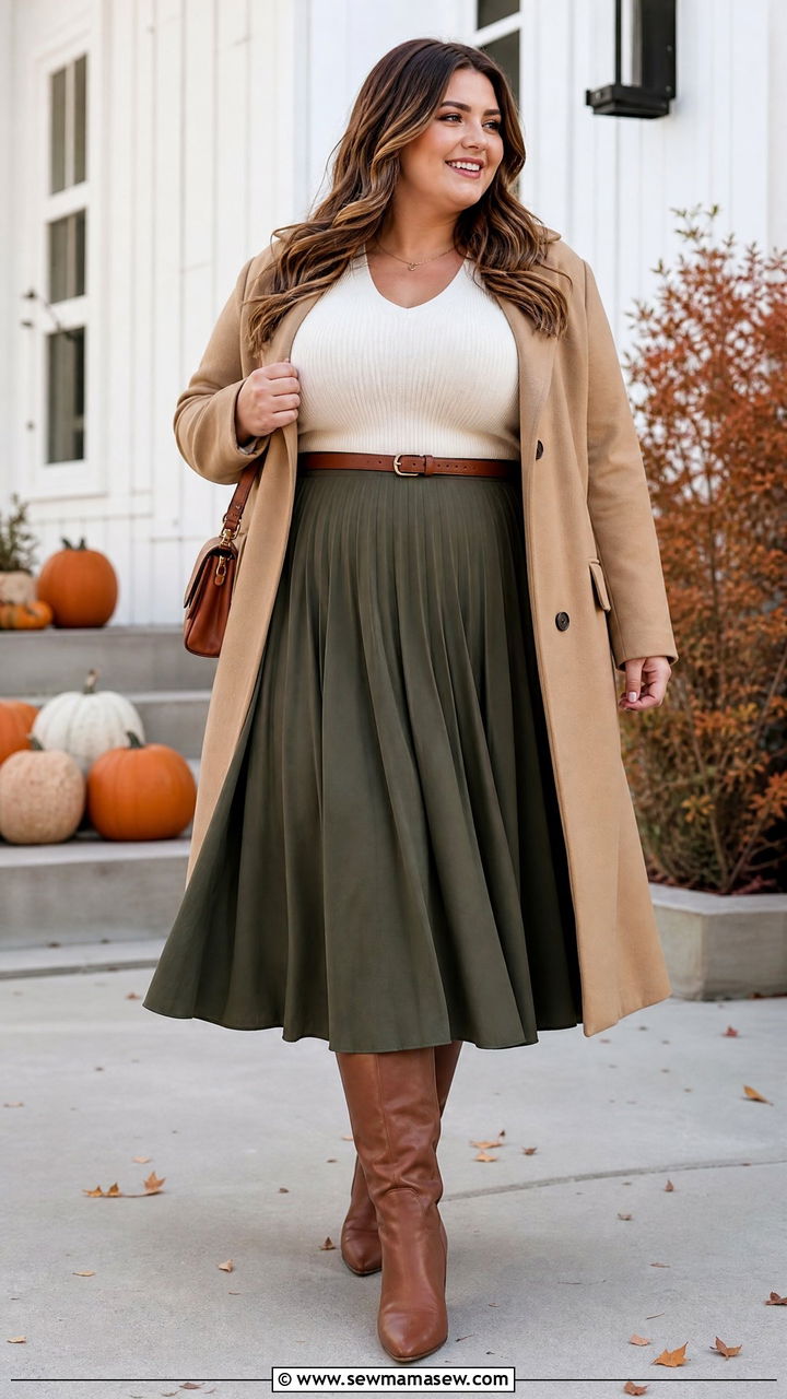 Plus Size Thanksgiving Skirt And Boots Outfit - 20 plus size thanksgiving outfit ideas