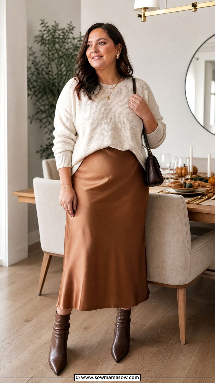Plus Size Thanksgiving Slip Skirt Outfit - 20 plus size thanksgiving outfit ideas