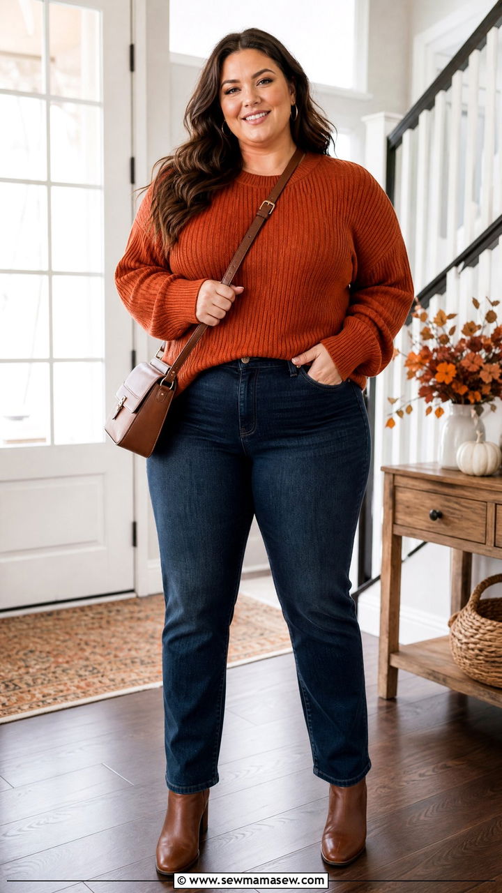 Plus Size Thanksgiving Sweater And Jeans Outfit - 20 plus size thanksgiving outfit ideas casual