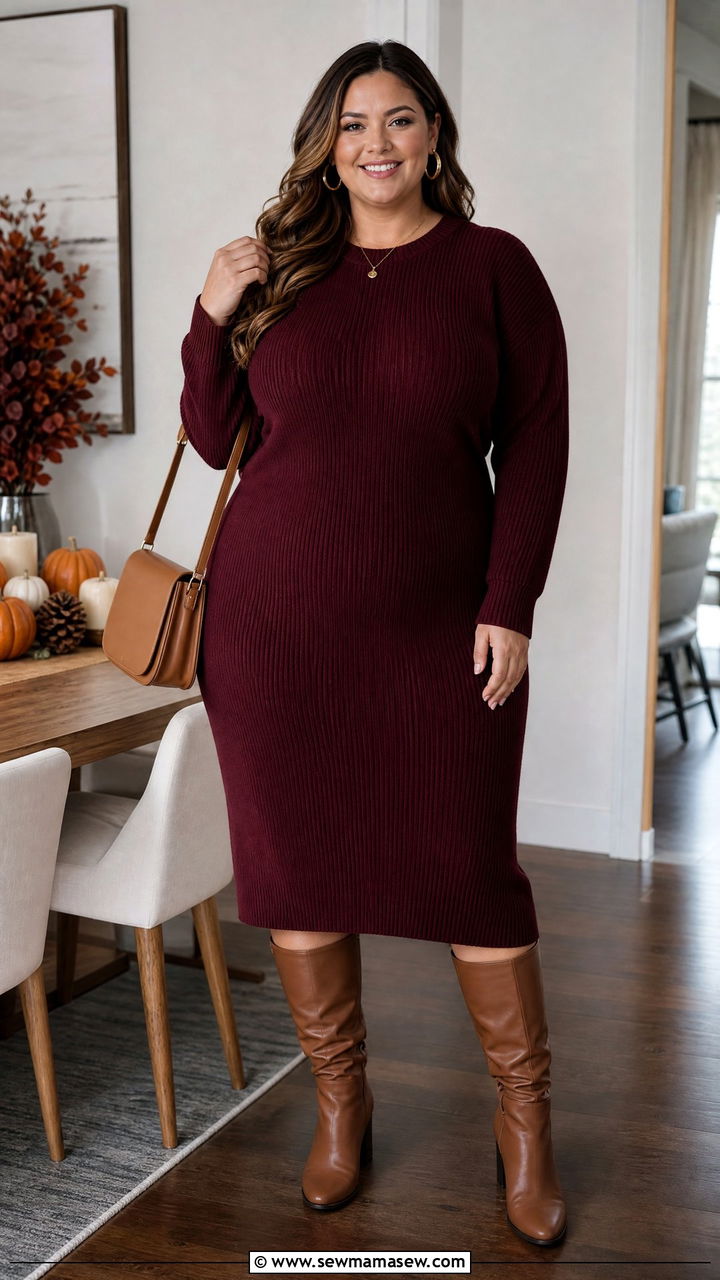 Plus Size Thanksgiving Sweater Dress Outfit - 20 plus size thanksgiving outfit ideas
