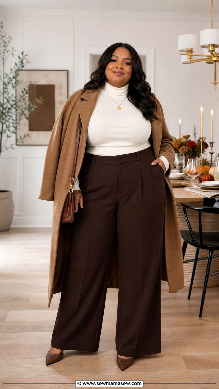 Plus Size Thanksgiving Wide Leg Pants Outfit - 20 plus size thanksgiving outfit ideas