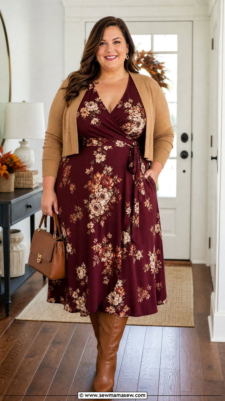 Plus Size Thanksgiving Wrap Dress Outfit - 20 plus size thanksgiving outfit ideas