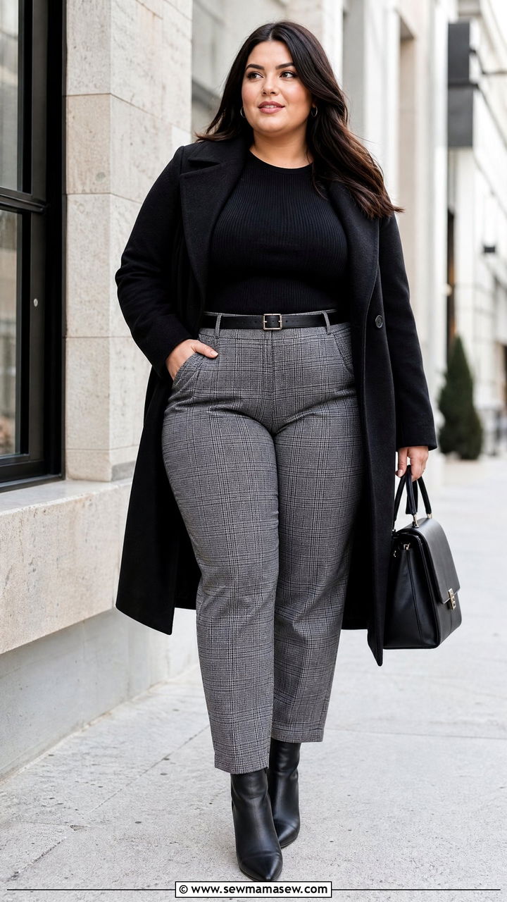 Plus Size Thermal Top With Plaid Pants - 20 plus size thermal top outfit ideas