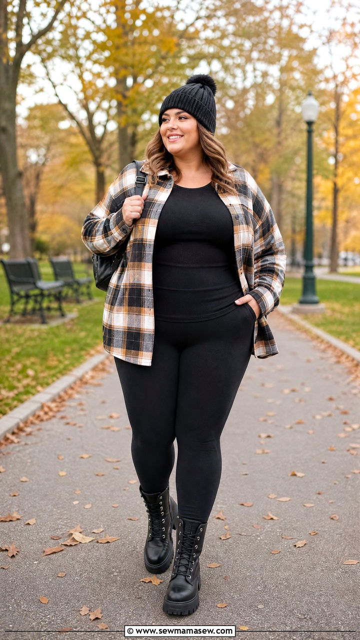 Plus Size Thermal Top With Shacket - 20 plus size thermal top outfit ideas