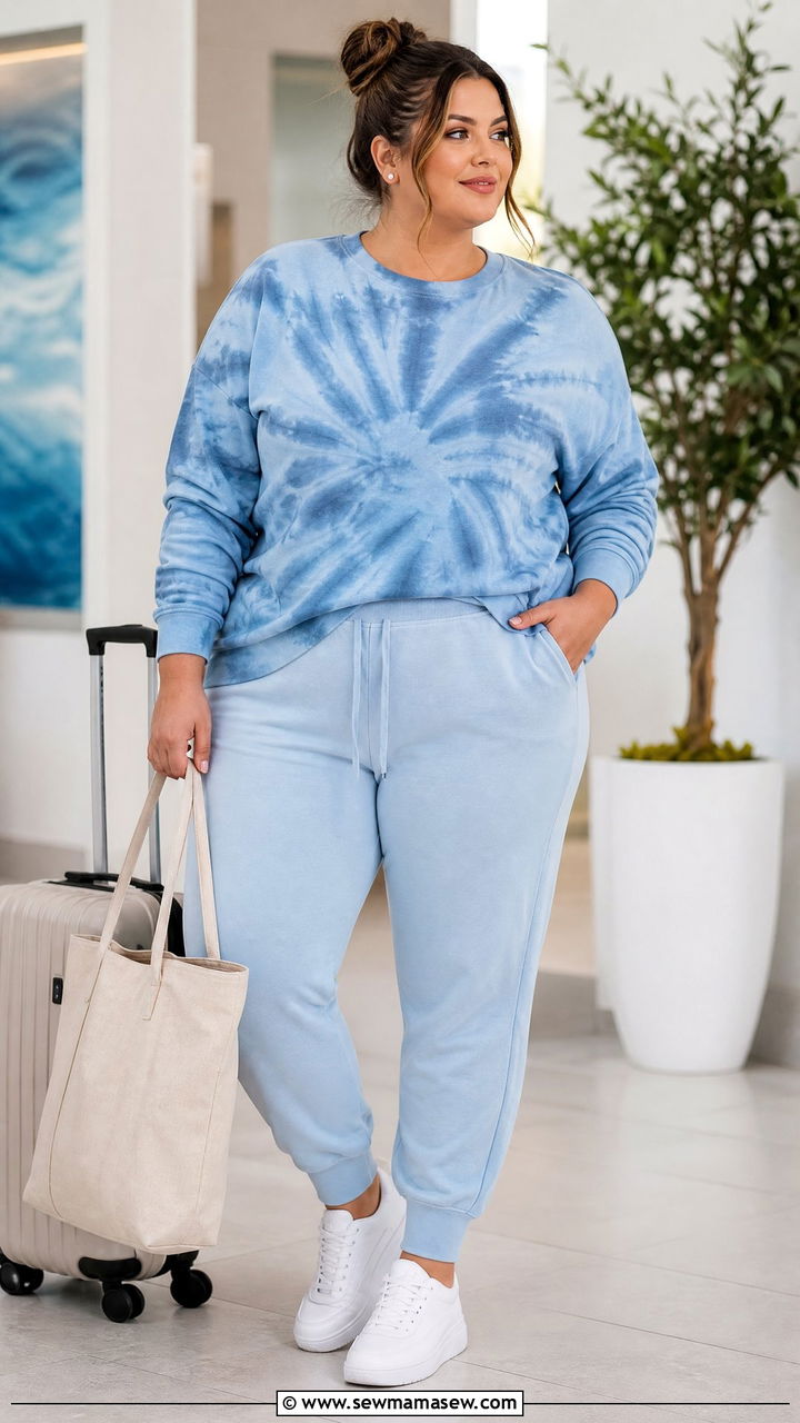Plus Size Tie Dye Top With Matching Sweatpants - 20 plus size tie dye top outfit ideas