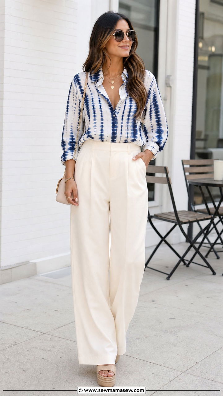 Plus Size Tie Dye Top With Wide Leg Pants - 20 plus size tie dye top outfit ideas
