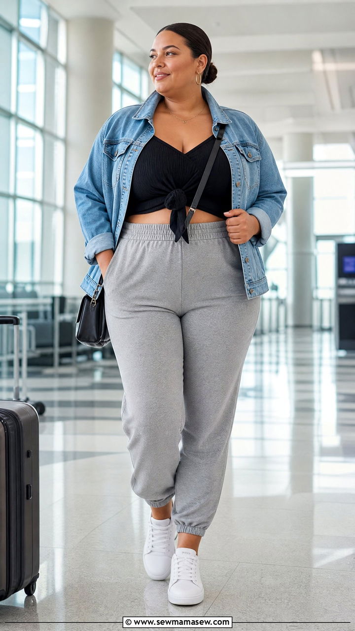 Plus Size Tie Front Top With Joggers - 20 plus size tie front top outfit ideas