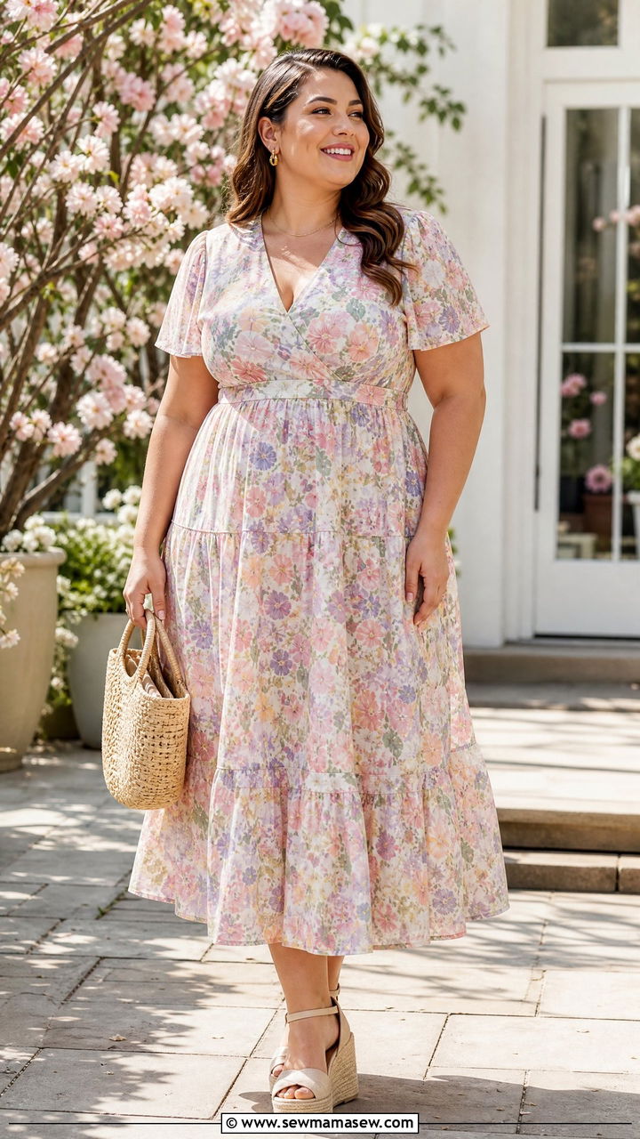 Plus Size Tiered Dress Outfit - 20 plus size easter outfit ideas