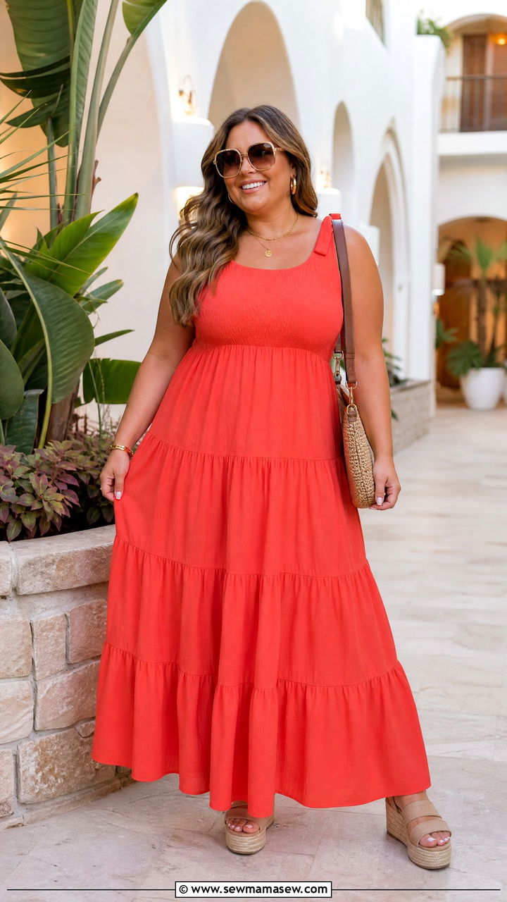 Plus Size Tiered Dress With Platform Sandals - 20 plus size tiered dress outfit ideas