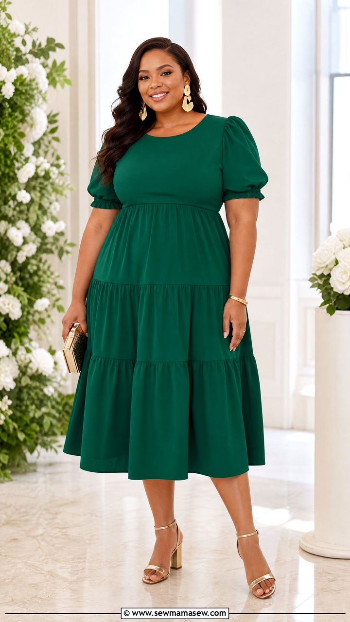 Plus Size Tiered Dress With Statement Earrings - 20 plus size tiered dress outfit ideas