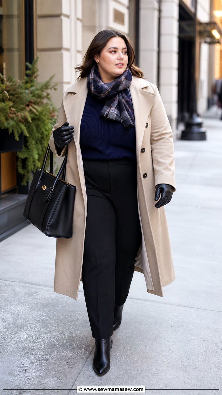 Plus Size Trench Coat And Winter Layers Work Outfit - 20 plus size winter outfit ideas for work