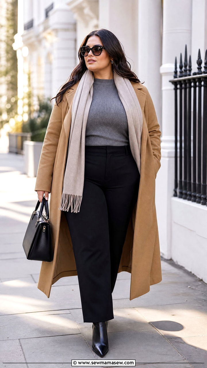 Plus Size Trousers And Long Coat Outfit - 20 plus size trousers outfit ideas